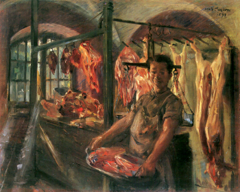 Ловис Коринт. Мясной магазин в Шефтларне. Холст, масло. 70х87. 1897. Бременская художественная галерея.