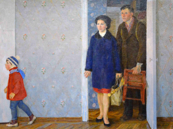 Кугач Михаил Юрьевич. Новая квартира. Холст, масло. 90х119,3. 20 век. Мордовский республиканский музей изобразительных искусств имени С.Д.Эрьзи.