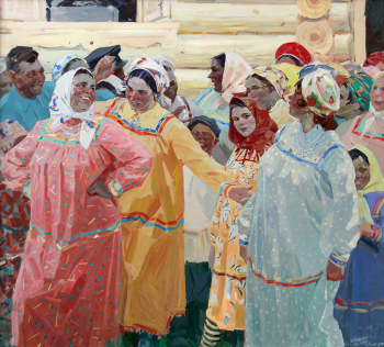Самсонов Евгений Иванович. Новоселье. Холст, темпера. 151х162. 1964. Мордовский республиканский музей изобразительных искусств имени С.Д.Эрьзи.