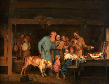 Кошелев Николай Андреевич. Офеня (коробейник). Холст, масло. 84,6х110,4. 1865. Государственная Третьяковская галерея.