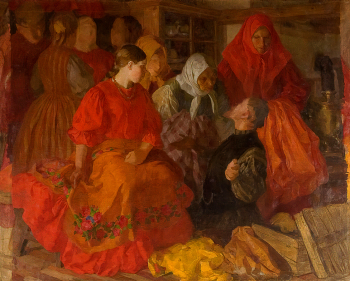 Мочалов Александр Петрович (1885-1921). Коробейник. Холст, масло. 142,4х178. 1915. Научно-исследовательский музей при Российской Академии художеств.