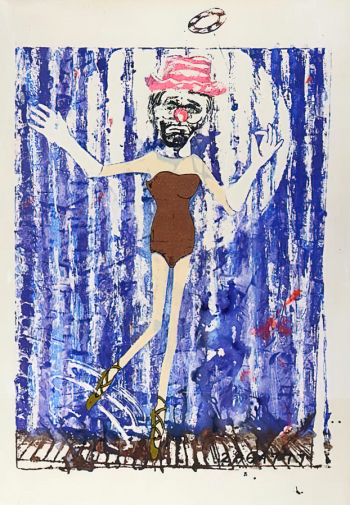 Джонатан Борофски. Танцующий клоун. Бумага, монотипия. 23,8х16,5. 1986. Частное собрание.