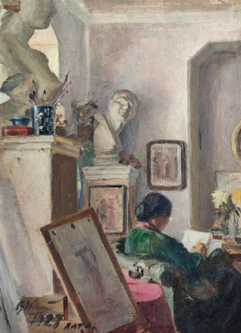 Ковальский Вячеслав Иолевич. Мастерская художника. Картон, масло. 41,7х32. 1927. Симферопольский художественный музей.