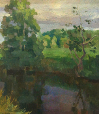 Сегал Александр Израилевич. У пруда. Холст, масло. 46х32. 1930. Государственный историко-художественный музей Новый Иерусалим.