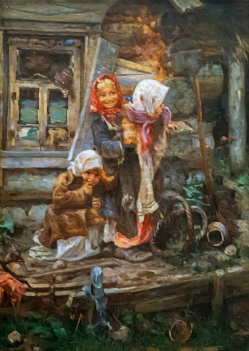 Вопилов Василий Петрович. Дети, играющие в прятки. Холст, масло. 87х64. 1890-е. Костромской государственный историко-архитектурный и художественный музей-заповедник.