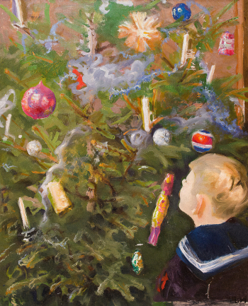 Леви Василий Филиппович. У рождественской ели. Фанера, масло. 80,2х63,3. 20 век. Государственный художественный музей (Ханты-Мансийск).