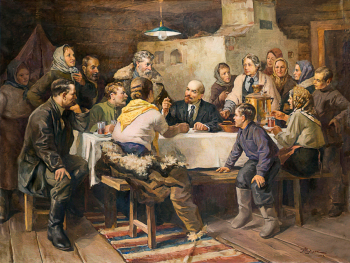 Шепелюк Анатолий Павлович. Ленин и Крупская в селе Кашино. Холст, масло. 131х177. 1949. Государственный исторический музей.