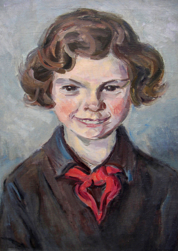 Чернышёв Николай Михайлович. Смеющаяся пионерка. Холст, масло. 60х51. 1936. Таганрогский художественный музей.