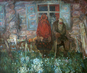 Шакенов Амангельды Абдрахманович. Старики. Холст, масло. 100х120. 1979. Омский областной музей изобразительных искусств имени М.А.Врубеля.