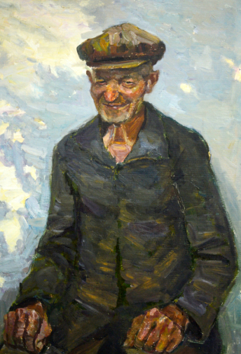Зубцов Анатолий Тимофеевич. Портрет старика. Картон, масло. 70х50. 1989. Музей-усадьба А.М.Герасимова.