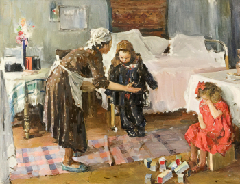 Борисенко Эдуард Павлович. Повздорили. Эскиз. Холст, масло. 72,5х94. 1953-1954. Научно-исследовательский музей при Российской Академии художеств.