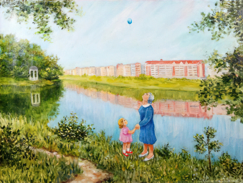 Коноплянникова Ольга Андреевна. Голубой шарик. Холст, масло. 60х80. 2010. Музей истории города Обнинска.