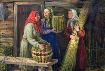Немцев Виктор Леонтьевич. Корзинщицы. Холст, масло. 134,5х197. 1973. Чувашский государственный художественный музей.