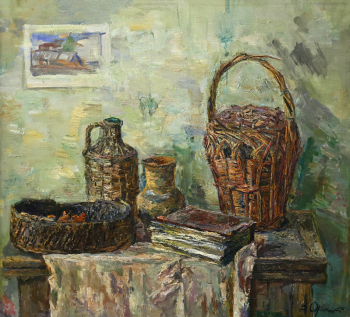 Орловский Виталий Абрамович. Натюрморт с корзиной. Холст, масло. 100х110. 1992. Приморская государственная картинная галерея.