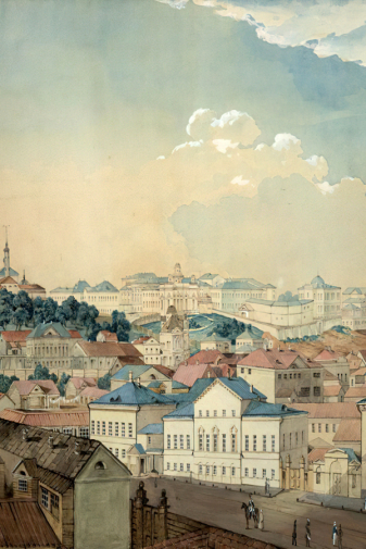 Ракович Андрей Николаевич. Вид Казани. Бумага, акварель. 33х42. 19 век. Государственный музей изобразительных искусств Республики Татарстан.