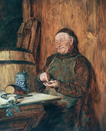Эдуард фон Грютцнер. Всё ещё счастлив. Холст, масло. 37,5х29,5. 1884. Частное собрание.