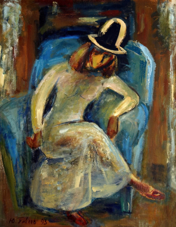 Павлов Юрий Михайлович. Дама в кресле. Холст, масло. 100х80. 1993. Мурманский областной художественный музей.