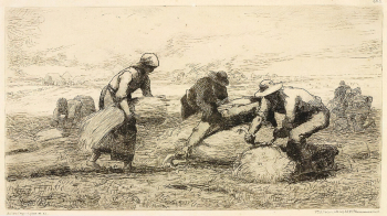 Жюль Дюпре. Вязка снопов. Бумага, офорт. 19,7х27,8. 1878. Саратовский государственный художественный музей имени А.Н.Радищева.