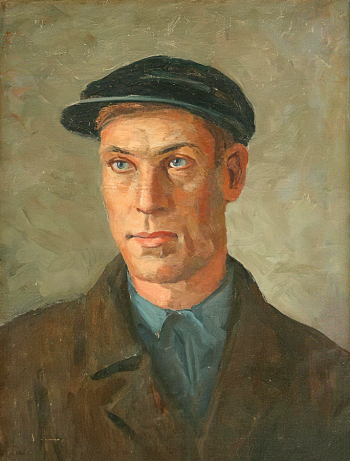 Ряжский Георгий Георгиевич. Портрет Стаханова. Холст, масло. 53х70. 1936. Магнитогорская картинная галерея.