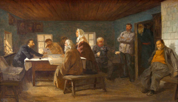 Трутовский Константин Александрович. Суд. Холст, масло. 38х63. 19 век. Курская государственная картинная галерея имени А.А.Дейнеки.