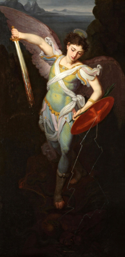 Боровиковский Владимир Лукич. Архангел Михаил. Холст, масло. 143,5х71,5. 1814-1815. Государственная Третьяковская галерея.