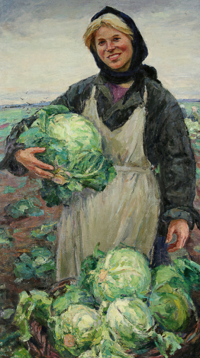 Шкубер Марианна Владимировна. Огородница. Холст, масло. 139х81. 1959. Омский областной музей изобразительных искусств имени М.А.Врубеля.