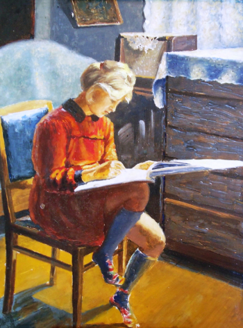 Вормсбехер Александр Карлович. Дочь художника. Картон, масло. 29х23. 1964. Азовский районный историко-краеведческий музей.