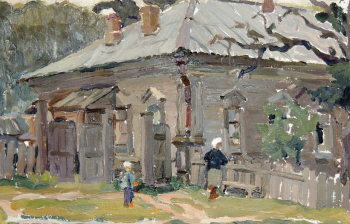Козырев Олег Сергеевич. Домик в Ветлуге. Холст, масло. 24,5х34,5. 1979. Ветлужский краеведческий музей.