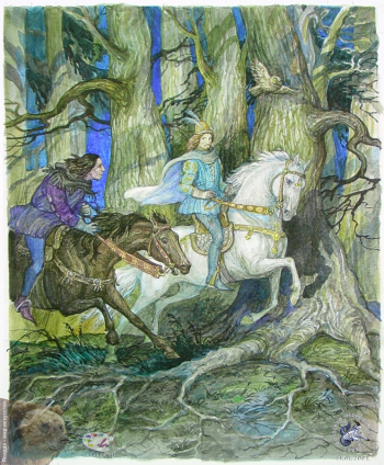 Алёшина Нонна Владимировна. Волшебные сказки Н.Григорьева. Бумага, акварель. 28х34. 2001. Авторское собрание.