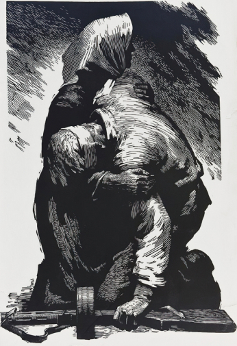 Розинас Самуил (Самуэлис) Исаакович. Мать. Бумага, линогравюра. 89,5х59. 1960. Оренбургский областной музей изобразительных искусств.