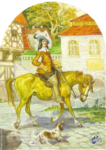 Алёшина Нонна Владимировна. Три мушкетёра. А.Дюма. Бумага, гуашь. 20х30. 2001. Авторское собрание.