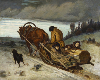 Пустовалов Тимофей Ермилович. Похороны крестьянина. Холст, масло. 44х55. 1935. Дальневосточный художественный музей.