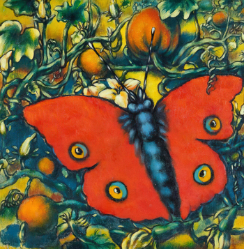 Макаров Виктор Николаевич. Красная бабочка. Холст, масло. 83х83. 1980. Государственный Владимиро-Суздальский историко-архитектурный и художественный музей-заповедник.