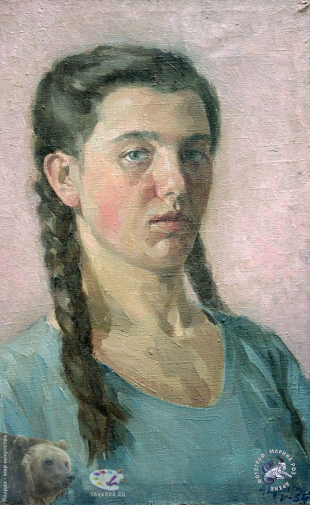 Акритас Альбина Георгиевна. Альбина. Автопортрет в 17 лет. Холст, масло. 52х32. 1954. Авторское собрание.