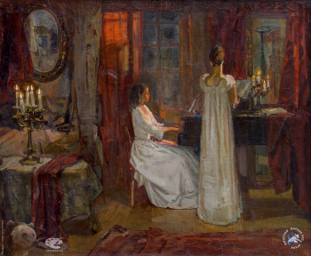 Акритас Альбина Георгиевна. Вечер в Тригорском. Холст, масло. 112х137. 1987. Авторское собрание.