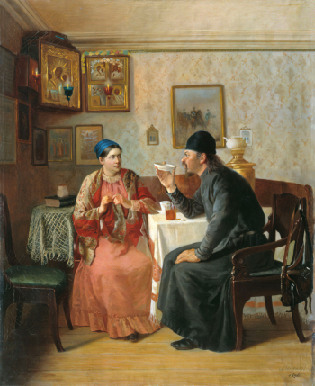 Наумов Алексей Аввакумович. Чаепитие. Холст, масло. 1896. Национальный музей изобразительных искусств имени Гапара Айтиева.