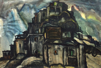 Абдуллаев Агалар Балаханович. Горное селение. Бумага, акварель. 59х84. 1971. Тульский музей изобразительных искусств.