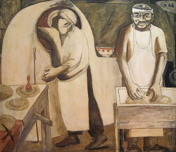 Абдуллаев Анвар Камильевич. Хлеб. Оргалит, левкас, темпера. 105х120. 1987. Удмуртский республиканский музей изобразительных искусств.
