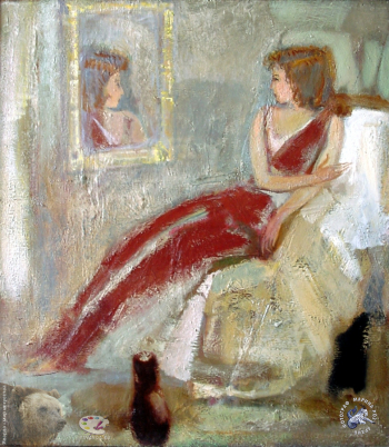 Акритас Альбина Георгиевна. Миранды. Холст, масло. 75х84,5. 1988. Авторское собрание.