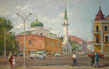 Абдулов Усман Низамутдинович. Соборная мечеть. Холст, масло. 67х108,5. 1992. Национальный музей Республики Татарстан.
