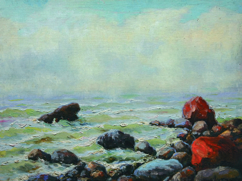 Бразоль Юлия Николаевна. Море. Холст на картоне, масло. 24х32. Конец 19 или начало 20 века. Государственный мемориальный историко-художественный и природный музей-заповедник В.Д.Поленова.