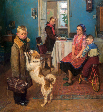 Решетников Фёдор Павлович. Опять двойка. Холст, масло. 101х93. 1952. Государственная Третьяковская галерея.