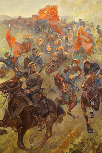 Пшеничников Василий Сергеевич. Кавалерия. Холст, масло. 200х140. 1956-1957. Химкинская картинная галерея имени С.Н.Горшина.