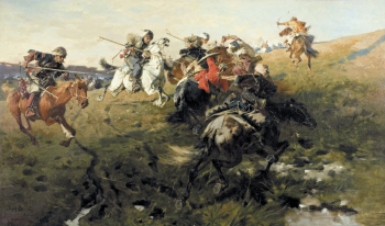 Юзеф Брандт. Схватка казаков с татарами. Холст, масло. 1890. Частное собрание.