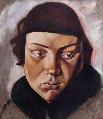 Эвенбах Евгения Константиновна. Женская голова. Холст, масло. 61,5х52. 1919. Научно-исследовательский музей при Российской Академии художеств.