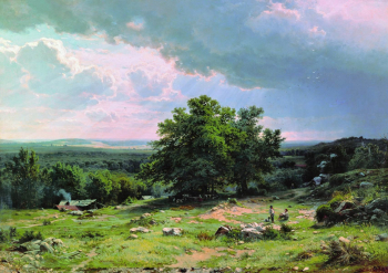 Шишкин Иван Иванович. Вид в окрестностях Дюссельдорфа. Холст, масло. 106х151. 1865. Государственный Русский музей.