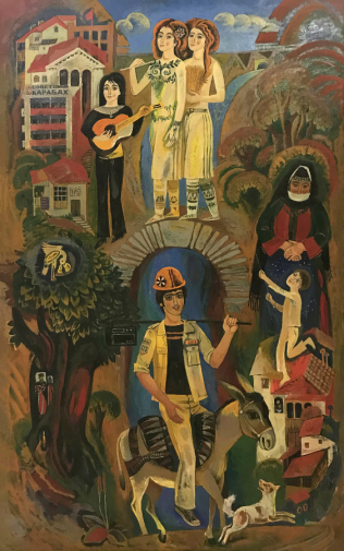 Габриэлян Рубен Исраелович. Новые песни Карабаха. Холст, масло. 223,5х142,9. 1980. Национальный музей Кабардино-Балкарской Республики.