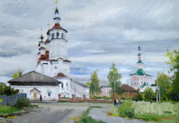 Молев Евгений Борисович. Облачный день. Тотьма. Холст, масло. 35,1х50,2. 2005. Тотемское музейное объединение.