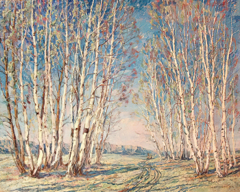 Оболенский Михаил Васильевич. Май. Берёзки. Холст, масло. 80х100. 1952. Челябинский государственный музей изобразительных искусств.