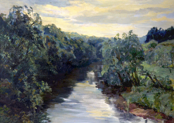 Оболенский Михаил Васильевич. Река Яхрома. Холст, масло. 72х100. 1955. Музей-усадьба А.М.Герасимова.